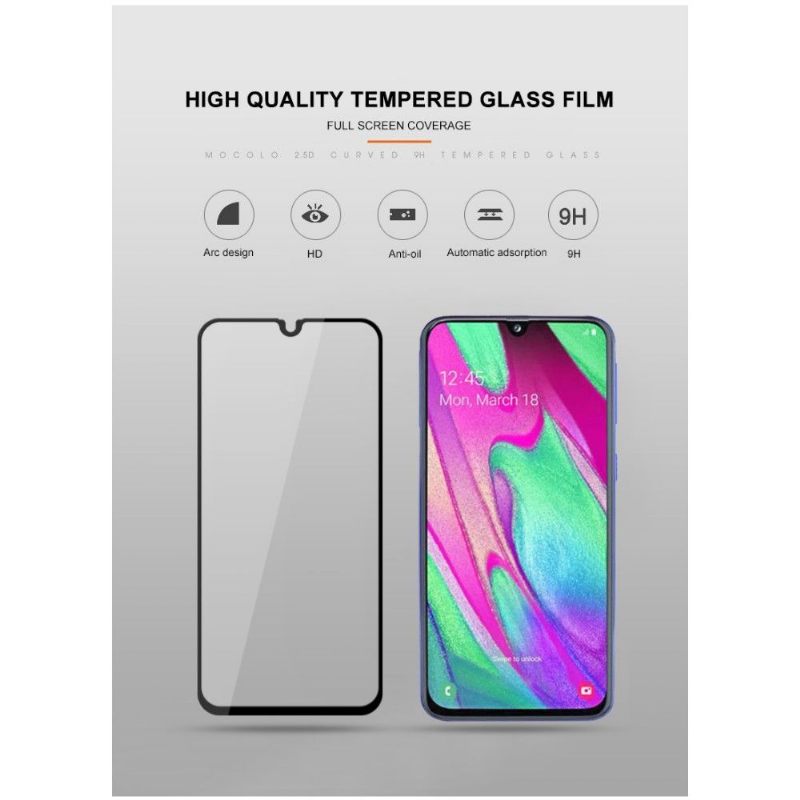 Samsung Galaxy A40 - Schermbeschermer Van Gehard Glas Op Ware Grootte - Zwart