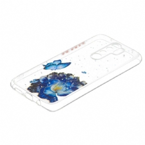 Hoesje voor Xiaomi Redmi Note 8 Pro Blauwe Bloemen En Vlinders