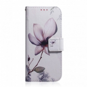 Folio-hoesje voor Moto G200 5G Bloem Stoffig Roze