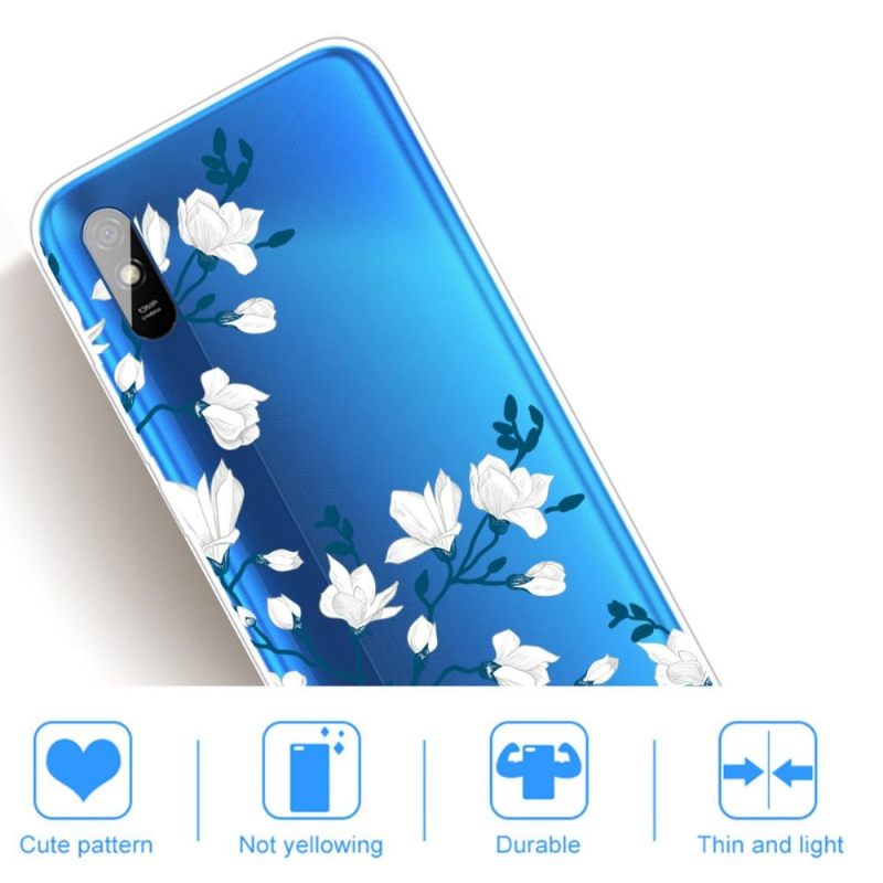 Telefoonhoesje voor Xiaomi Redmi 9A Bescherming Witte Bloemen
