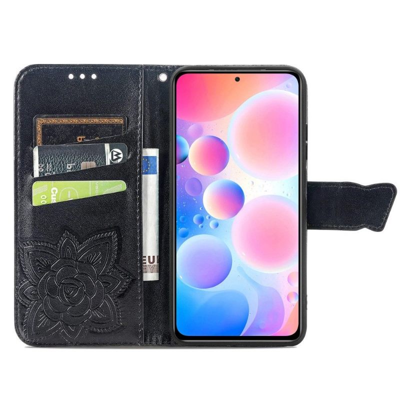 Flip Case voor Xiaomi Redmi Note 10 Pro Vlinder Met Reliëf