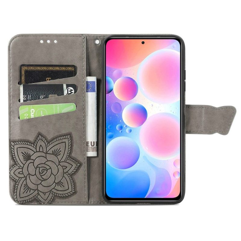 Flip Case voor Xiaomi Redmi Note 10 Pro Vlinder Met Reliëf