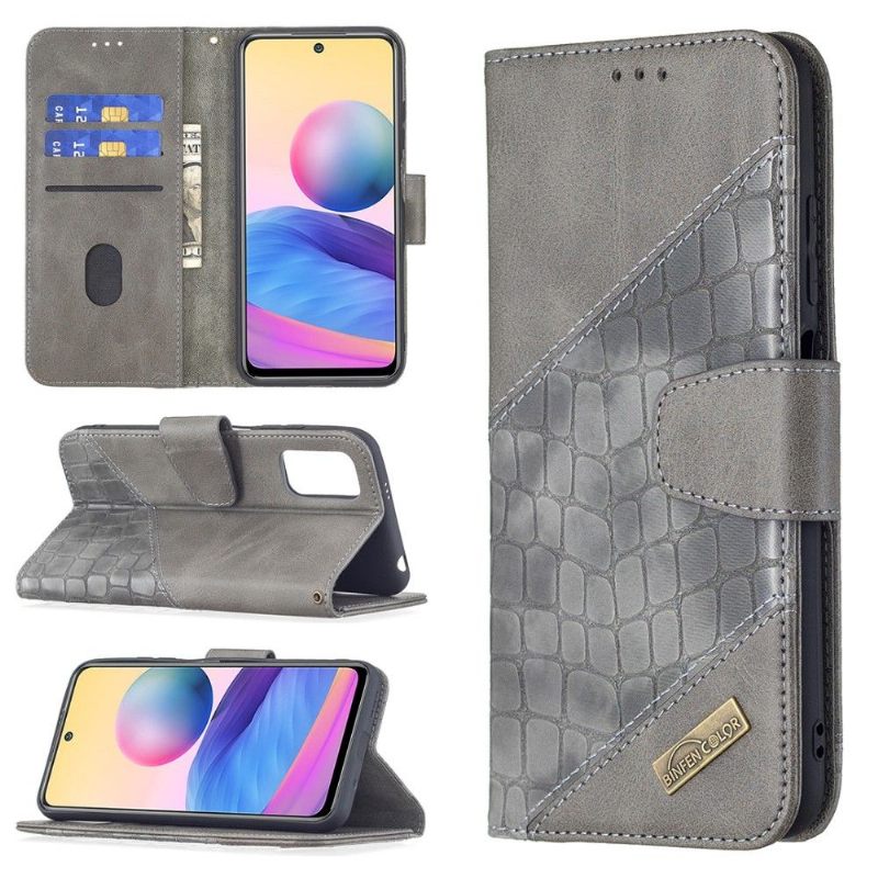 Folio-hoesje voor Xiaomi Redmi Note 10 5G / Poco M3 Pro Croc Aspect Leereffect