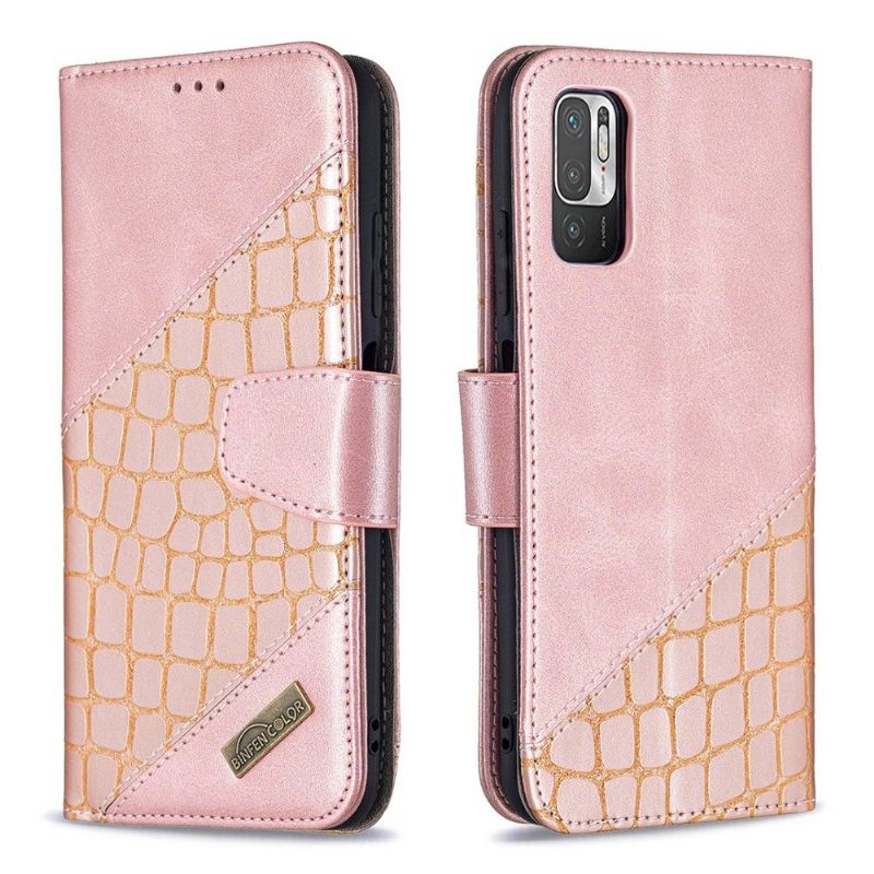 Folio-hoesje voor Xiaomi Redmi Note 10 5G / Poco M3 Pro Croc Aspect Leereffect