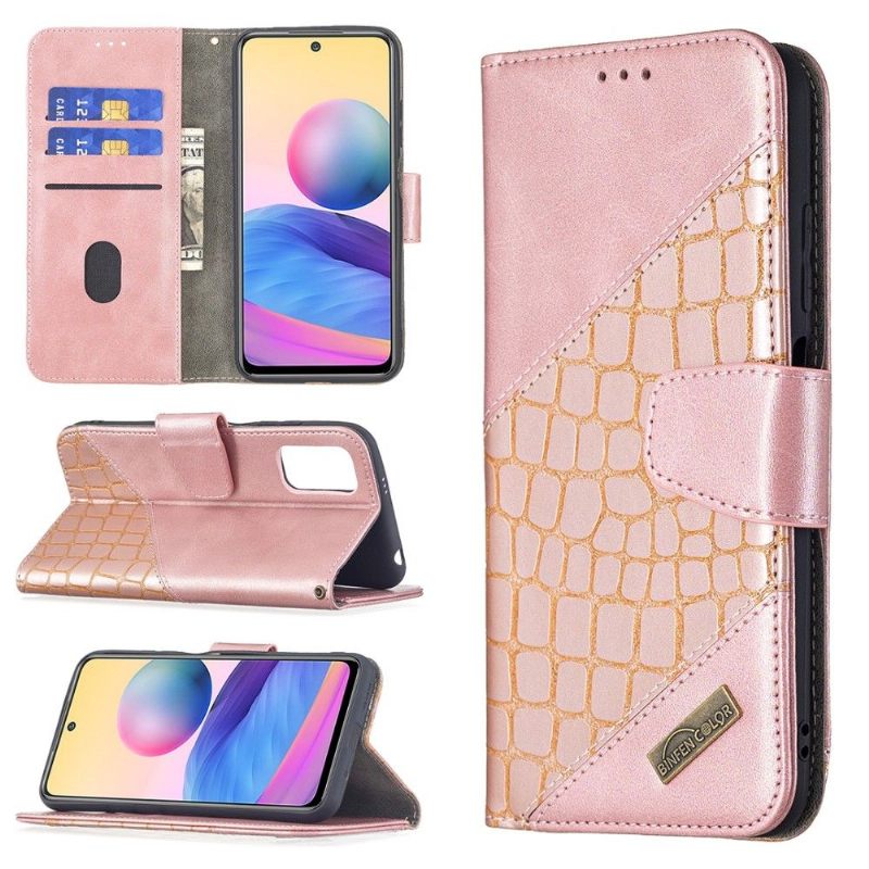 Folio-hoesje voor Xiaomi Redmi Note 10 5G / Poco M3 Pro Croc Aspect Leereffect