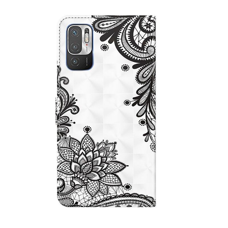 Folio-hoesje voor Xiaomi Redmi Note 10 5G / Poco M3 Pro Kant Bloemen