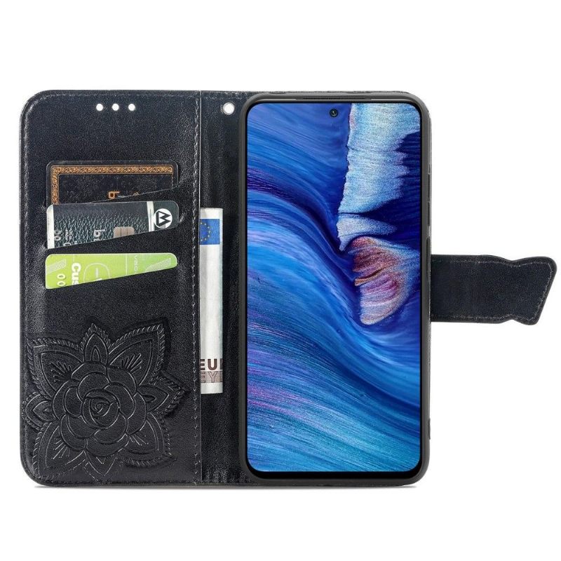 Folio-hoesje voor Xiaomi Redmi Note 10 5G / Poco M3 Pro Vlinder Met Reliëf