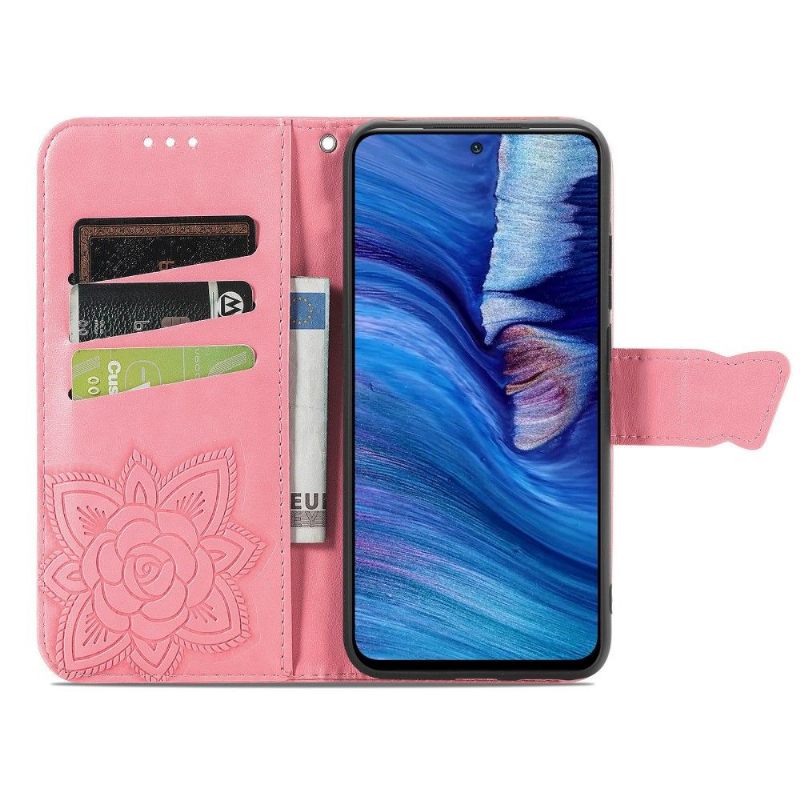 Folio-hoesje voor Xiaomi Redmi Note 10 5G / Poco M3 Pro Vlinder Met Reliëf