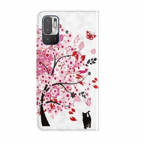 Leren Hoesje voor Xiaomi Redmi Note 10 5G / Poco M3 Pro Bescherming Bloemenboom