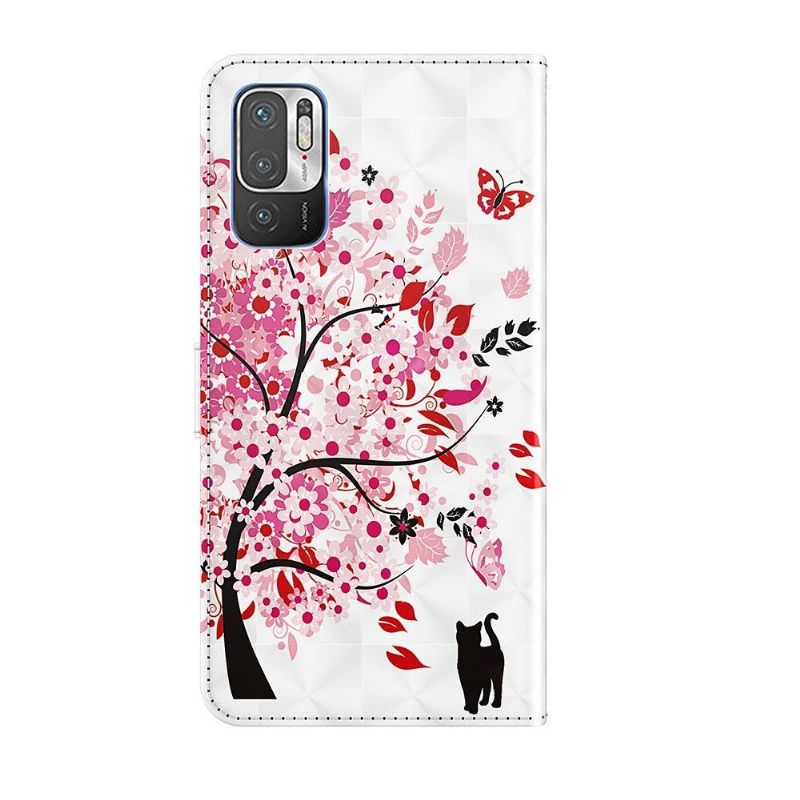 Leren Hoesje voor Xiaomi Redmi Note 10 5G / Poco M3 Pro Bescherming Bloemenboom