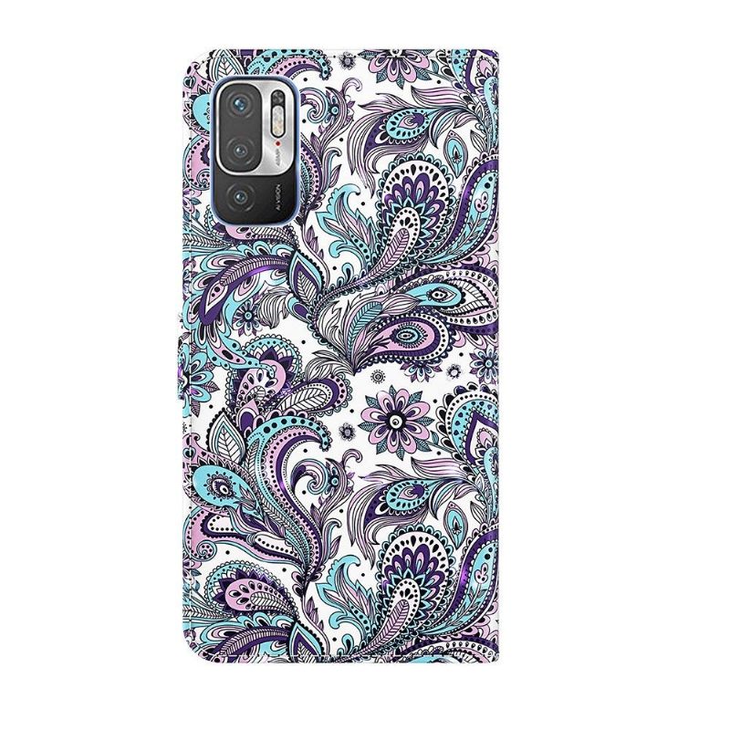 Leren Hoesje voor Xiaomi Redmi Note 10 5G / Poco M3 Pro Bescherming Paisley Bloem