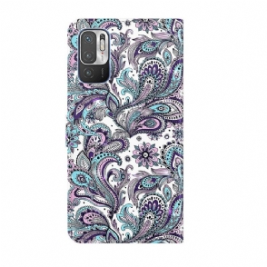 Leren Hoesje voor Xiaomi Redmi Note 10 5G / Poco M3 Pro Bescherming Paisley Bloem