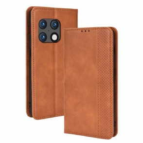 Bescherming Hoesje voor OnePlus 10 Pro 5G Folio-hoesje Gestileerd Vintage Leereffect