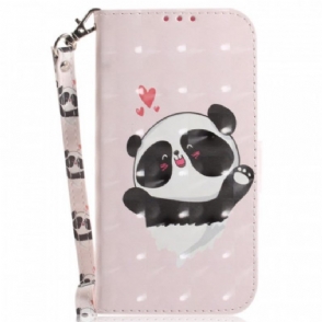 Folio-hoesje voor OnePlus 10 Pro 5G Met Ketting Kleine Panda Met Riem