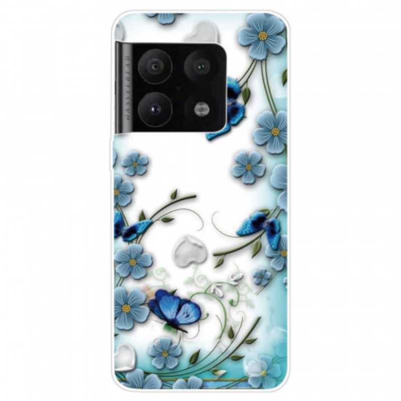 Telefoonhoesje voor OnePlus 10 Pro 5G Retro Vlinders En Bloemen