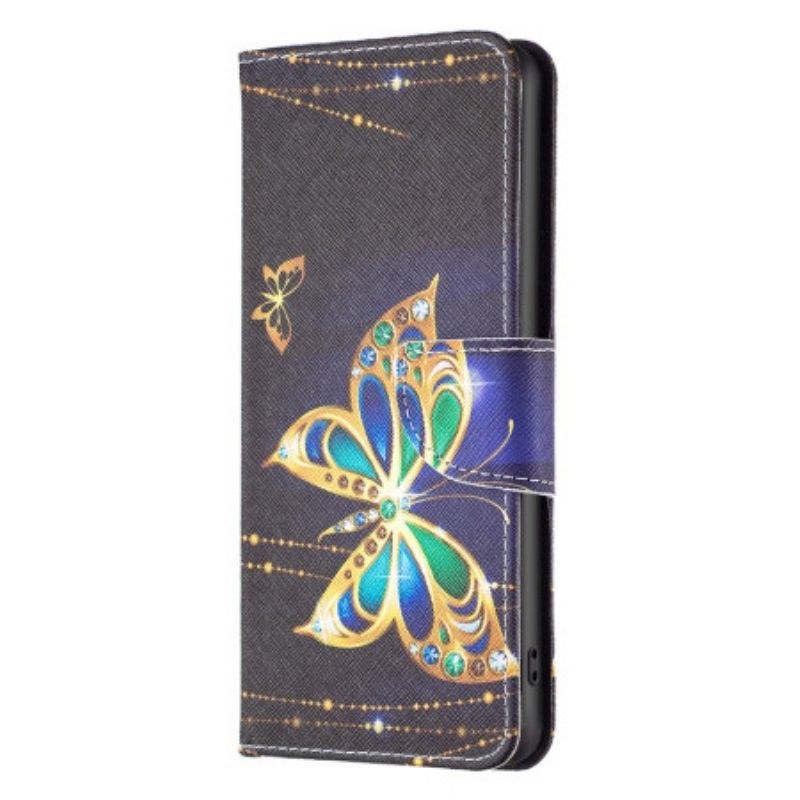 Folio-hoesje voor Poco X5 5G Gouden Vlinders