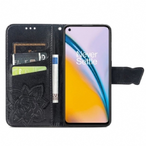 Flip Case voor OnePlus Nord 2 5G Vlinder Met Reliëf