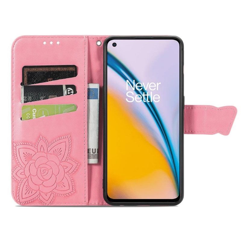 Flip Case voor OnePlus Nord 2 5G Vlinder Met Reliëf