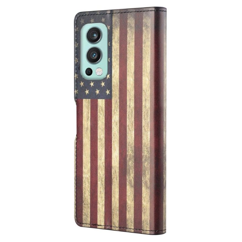 Folio-hoesje voor OnePlus Nord 2 5G Anti-fall Vintage Amerikaanse Vlag