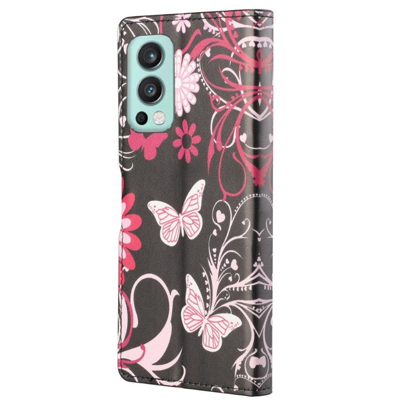 Folio-hoesje voor OnePlus Nord 2 5G Anti-fall Vlinders En Bloemen