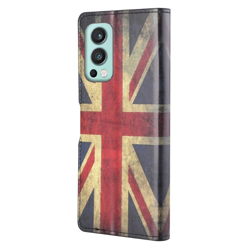 Leren Hoesje voor OnePlus Nord 2 5G Vintage Engelse Vlag