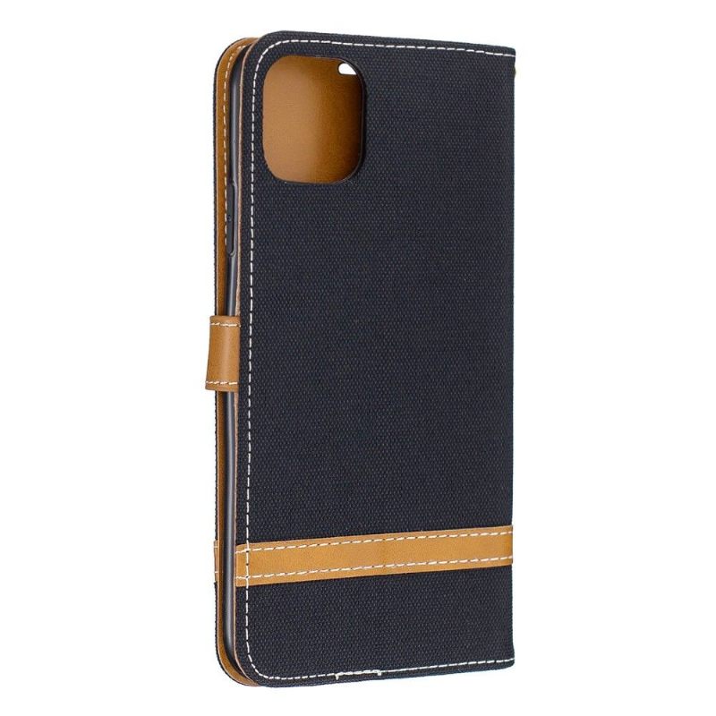 Folio-hoesje voor iPhone 11 Pro Stoffen Bekleding Met Riem