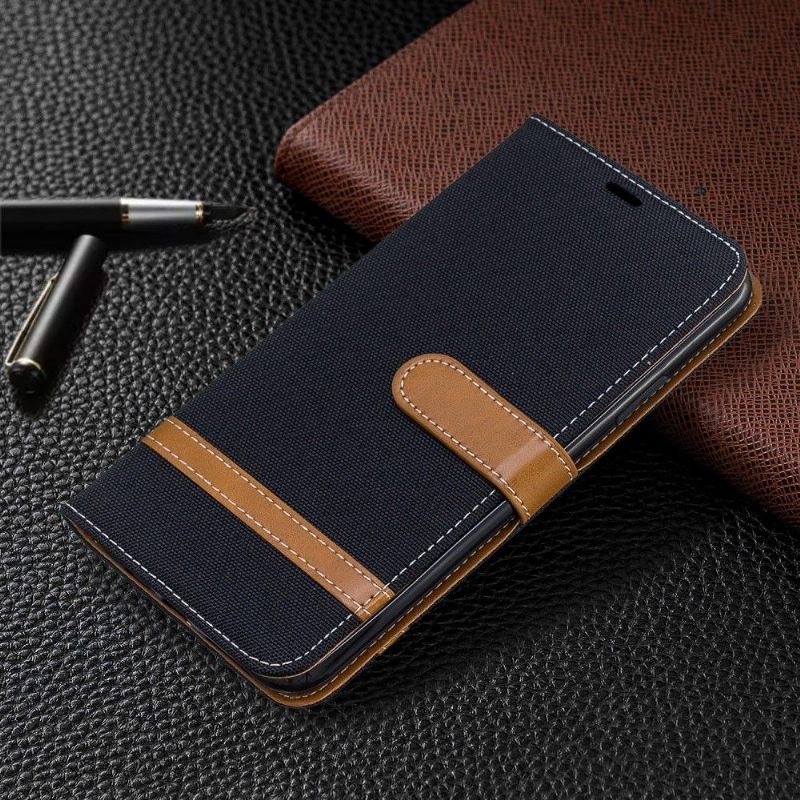 Folio-hoesje voor iPhone 11 Pro Stoffen Bekleding Met Riem