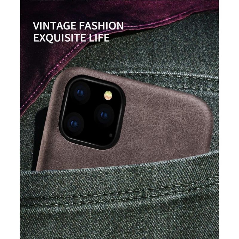 Hoesje voor iPhone 11 Pro Anti-fall Vintage Serie Kunstleer