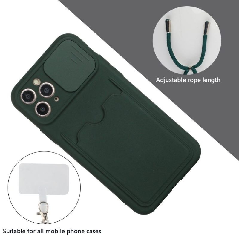 Hoesje voor iPhone 11 Pro Camera Cover Met Kaarthouder En Lanyard