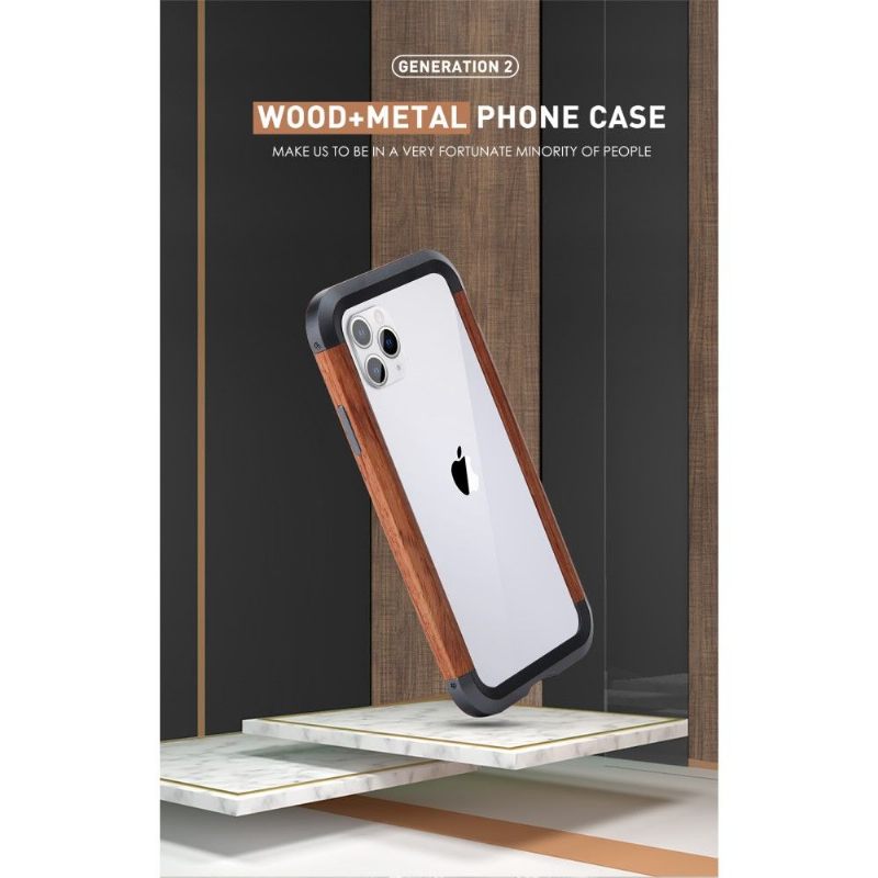 Telefoonhoesje voor iPhone 11 Pro Hout En Metaal