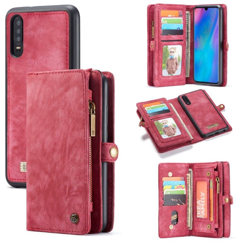 Telefoonhoesje Leren Hoesje voor Huawei P30 Bescherming En Kaarthouder - Rood