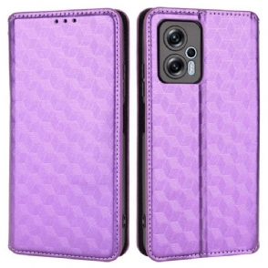 Bescherming Hoesje voor Poco X4 GT Folio-hoesje 3d Kubus Leereffect