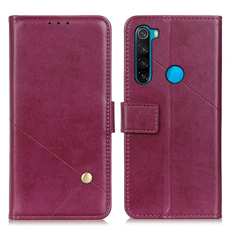 Folio-hoesje voor Xiaomi Redmi Note 8 2021 Faux Lederen Flap Met Klinknagel