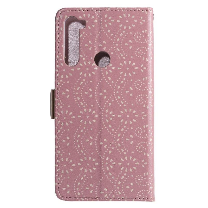 Folio-hoesje voor Xiaomi Redmi Note 8 2021 Leereffect Bloemenkant