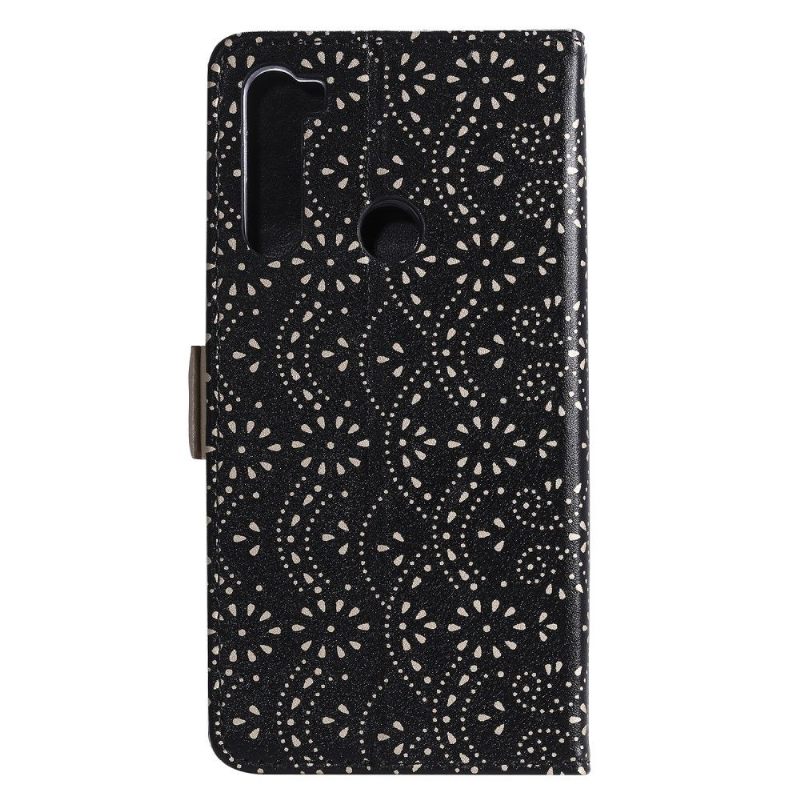 Folio-hoesje voor Xiaomi Redmi Note 8 2021 Leereffect Bloemenkant