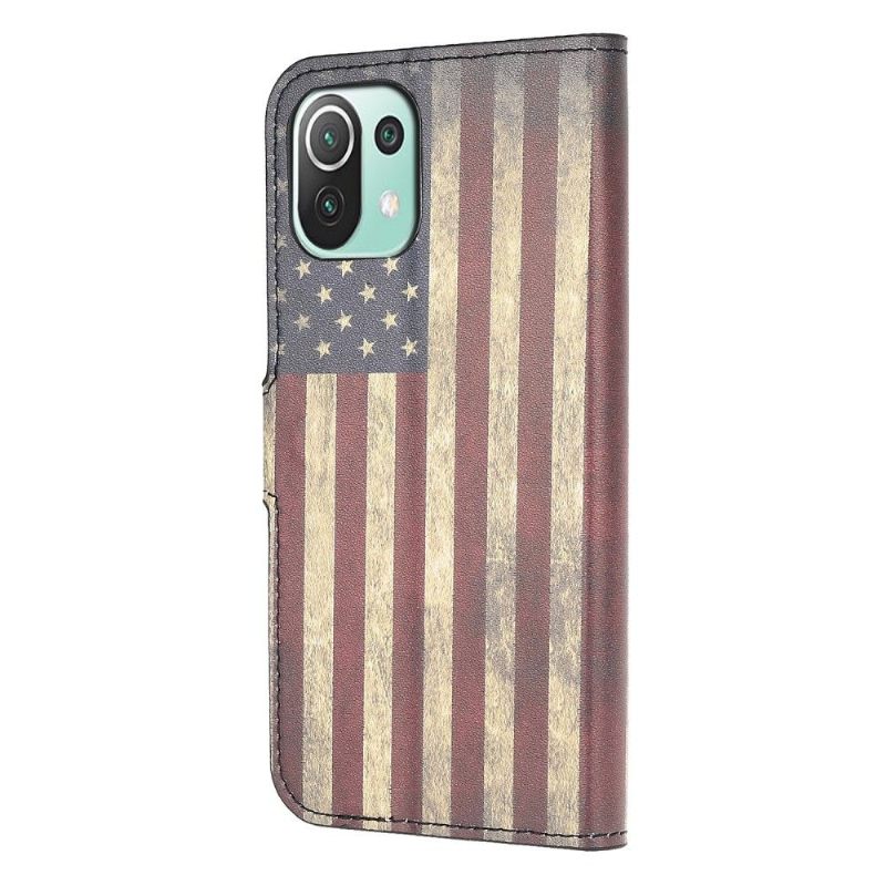 Folio-hoesje voor Xiaomi Mi 11 Lite 5G NE / Mi 11 Lite / Mi 11 Lite 5G Vintage Amerikaanse Vlag