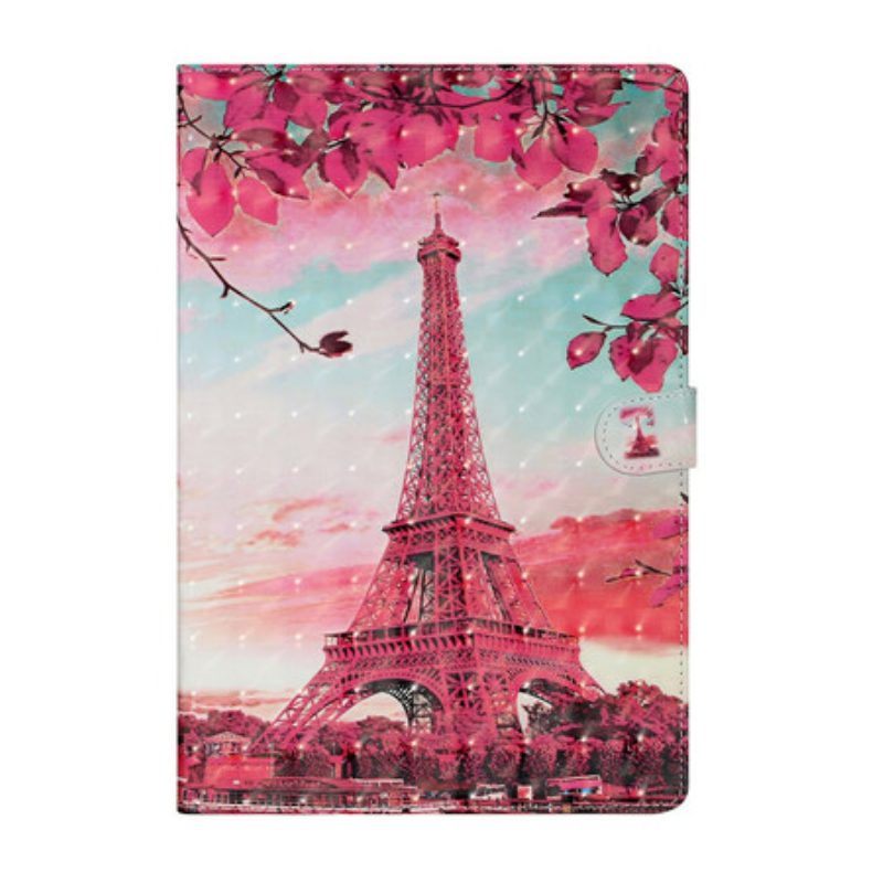 Folio-hoesje voor Samsung Galaxy Tab S8 Plus / Tab S7 Plus Bloemen Eiffeltoren