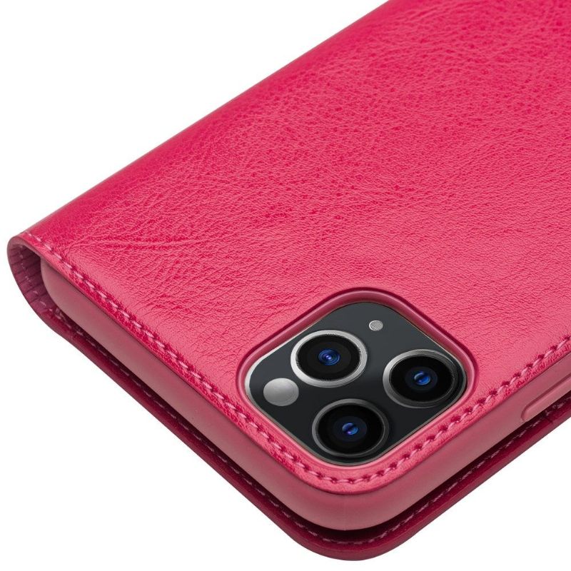 Folio-hoesje voor iPhone 11 Pro Max Anti-fall Klassiek Echt Leer - Roze