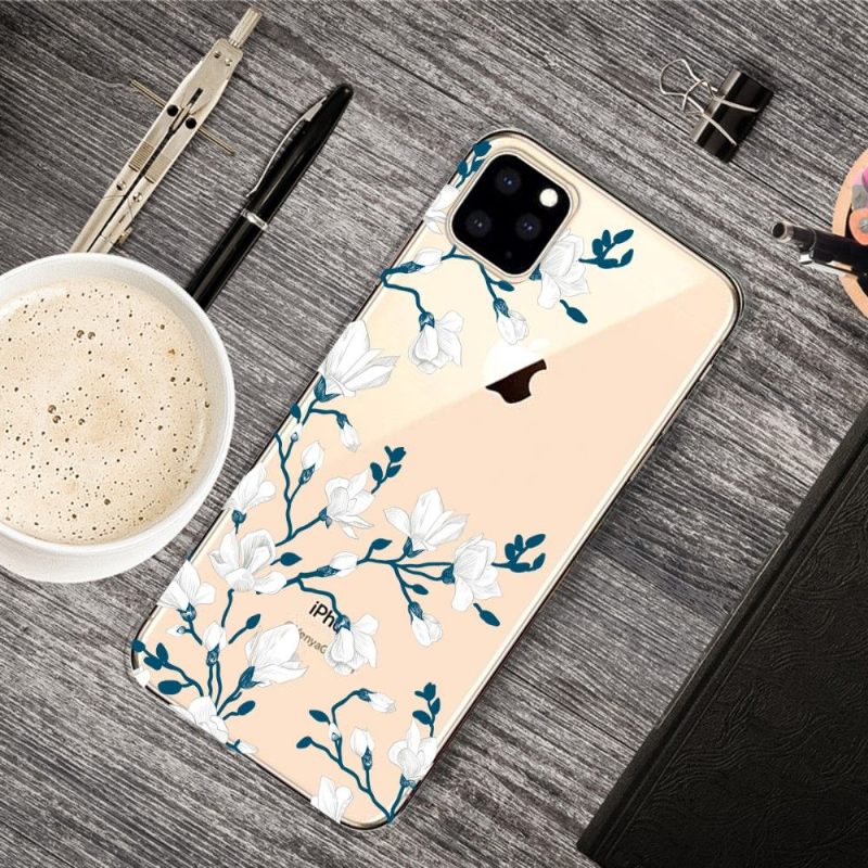 Hoesje voor iPhone 11 Pro Max Anti-fall Witte Bloemen