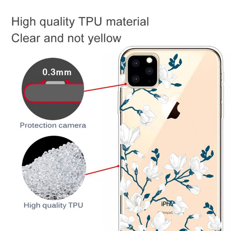 Hoesje voor iPhone 11 Pro Max Anti-fall Witte Bloemen