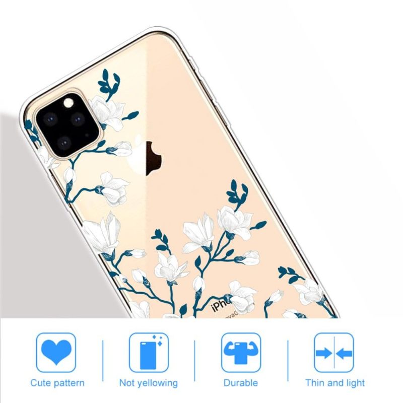 Hoesje voor iPhone 11 Pro Max Anti-fall Witte Bloemen