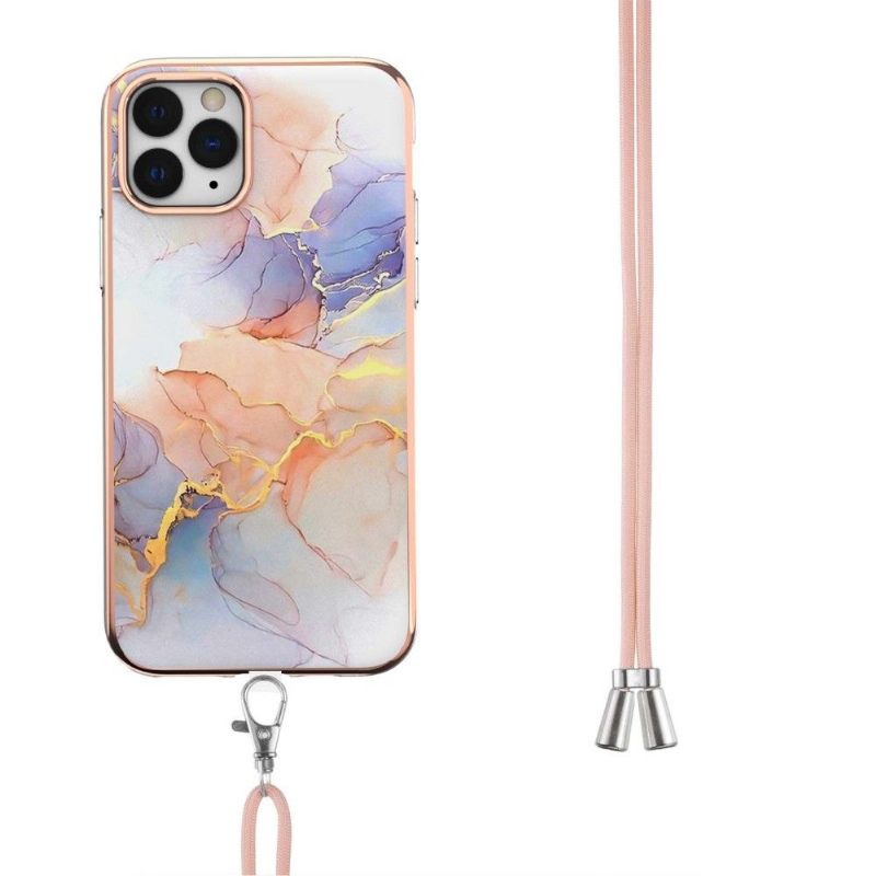 Hoesje voor iPhone 11 Pro Max Met Koord Gekleurd Marmer