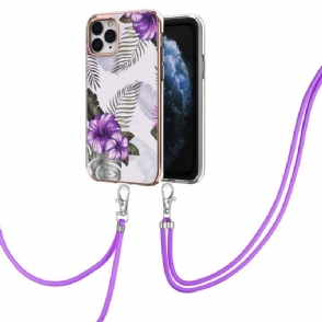 Telefoonhoesje voor iPhone 11 Pro Max Bescherming Met Koord Exotische Bloemen