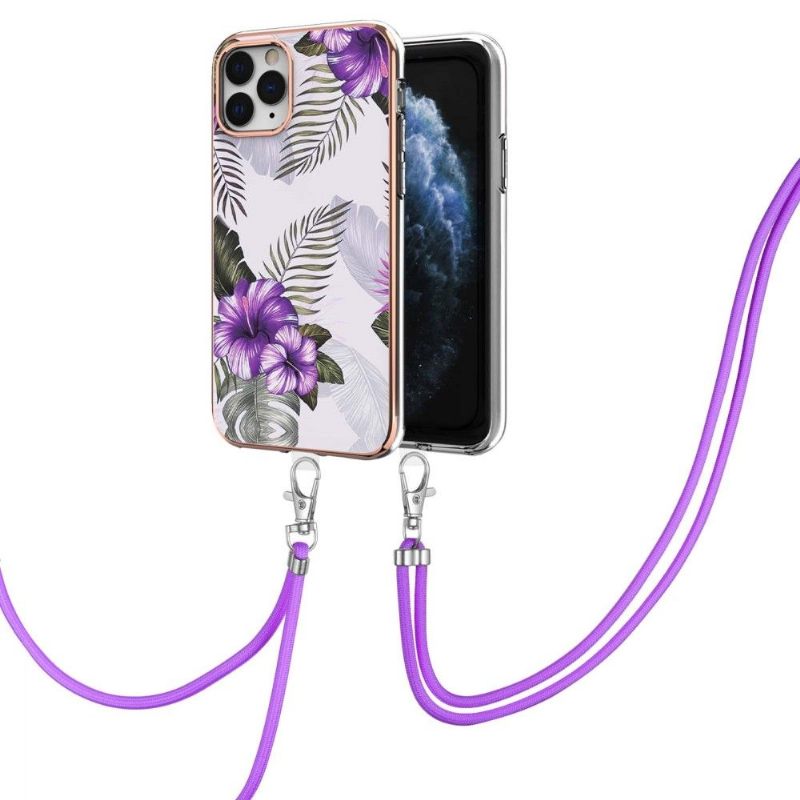 Telefoonhoesje voor iPhone 11 Pro Max Bescherming Met Koord Exotische Bloemen