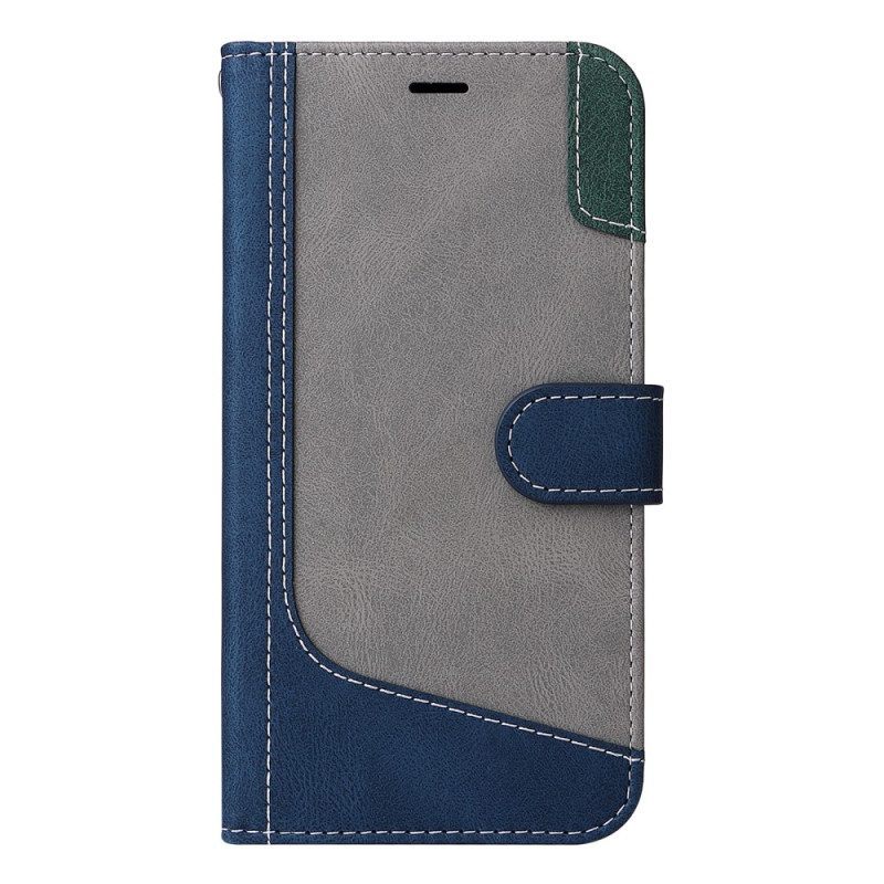 Flip Case voor Xiaomi Redmi Note 12 5G Met Ketting Driekleurige Riem