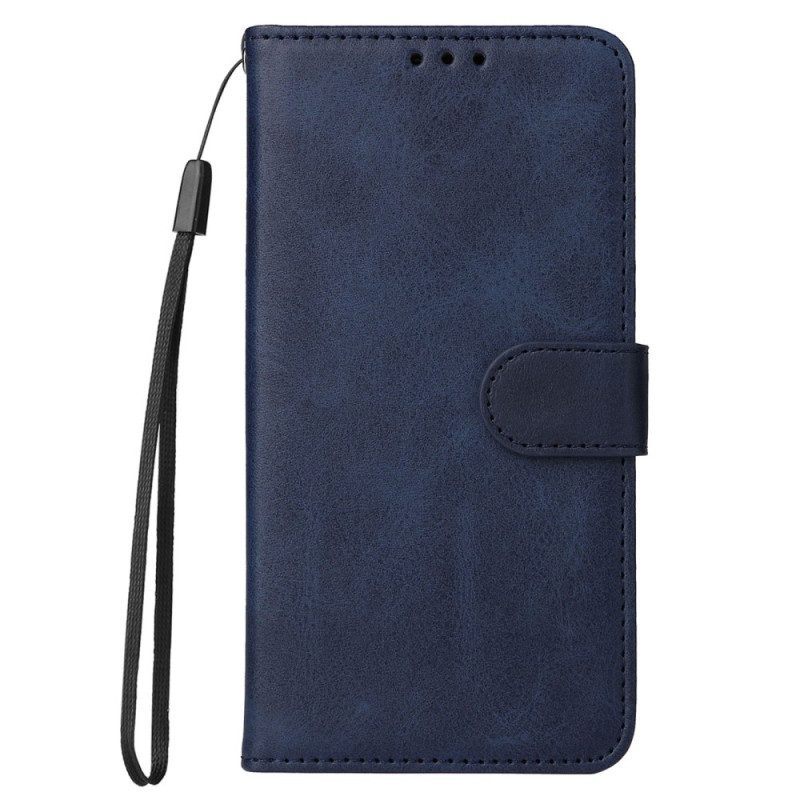 Flip Case voor Xiaomi Redmi Note 12 5G Met Ketting Effen Met Bandje