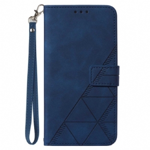 Leren Hoesje voor Xiaomi Redmi Note 12 5G Met Ketting Riem Driehoeken