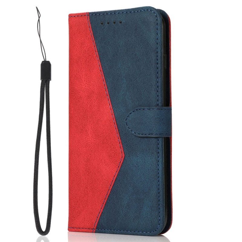 Leren Hoesje voor Xiaomi Redmi Note 12 5G Met Ketting Tweekleurige Riem