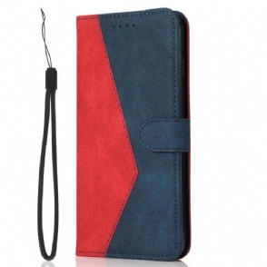 Leren Hoesje voor Xiaomi Redmi Note 12 5G Met Ketting Tweekleurige Riem