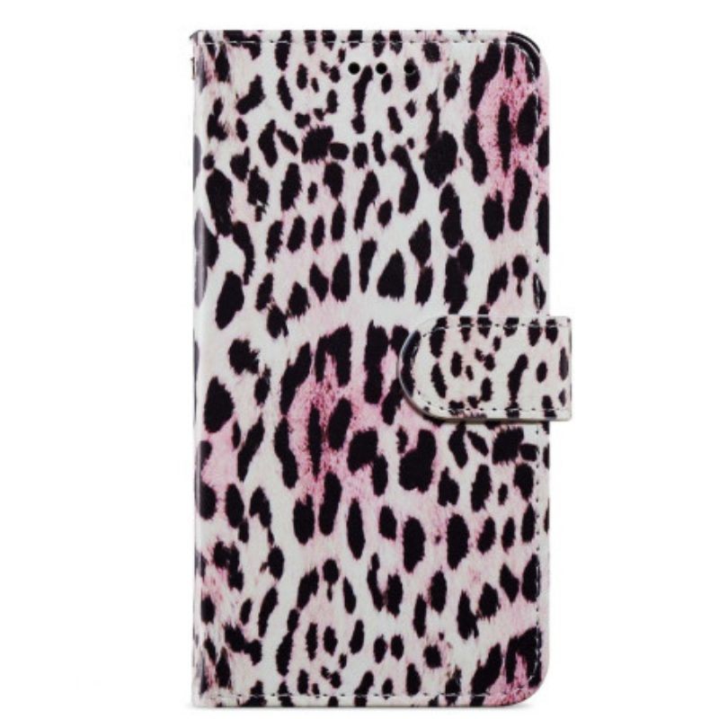 Folio-hoesje voor Moto G73 5G Met Ketting Strappy Leopard-stijl